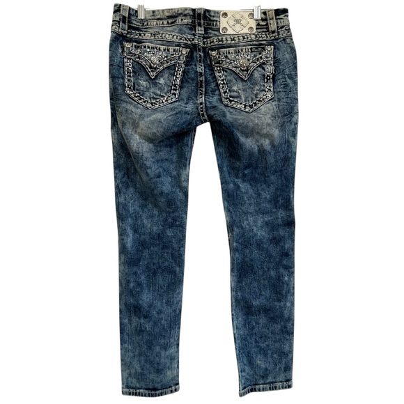 Miss Me Embellished Signature Ankle Skinny Jeans Acid Wash Mid Rise Size 30 Y2K - Picture 3 of 16